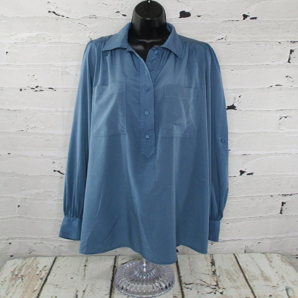 Chaus Vintage Collared Henley Blouse